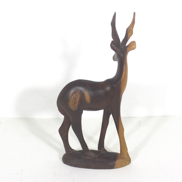 Mid Century Modern Carved Gazelle, Exotic Wood Sculpture, African Animal - Picture 5 of 10